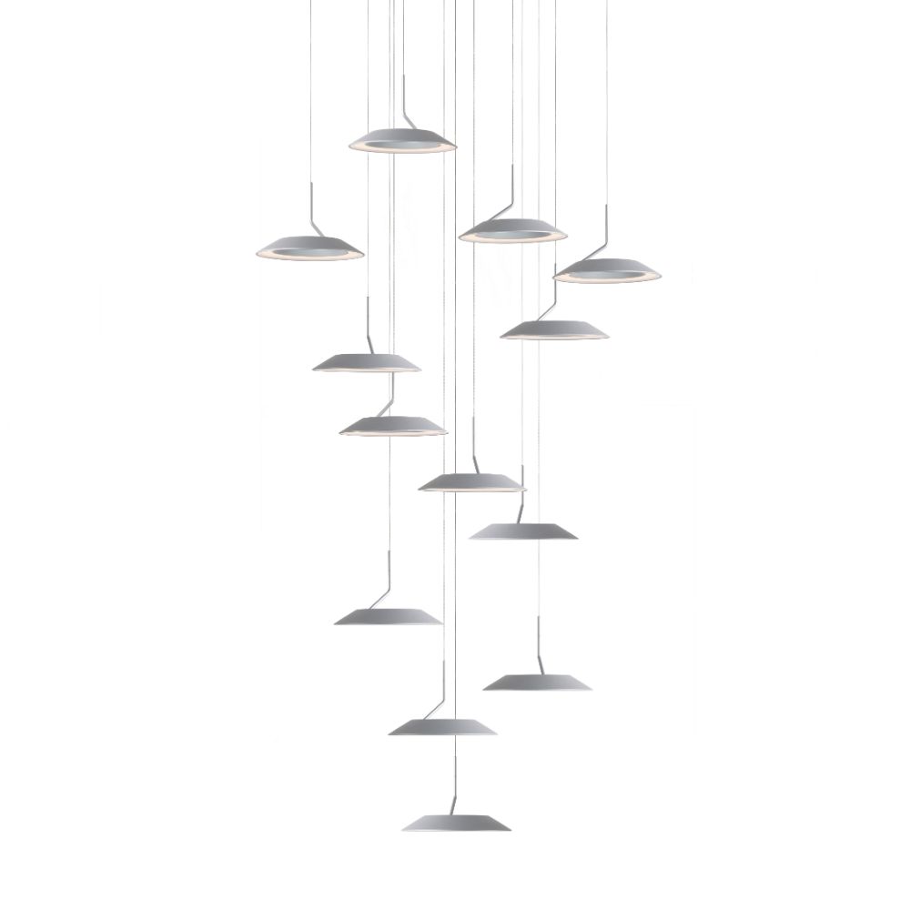 Koncept Lighting RYP-C13-SW-SIL Royyo LED Pendant (Circular with 13 pendants), Silver, Silver Canopy
